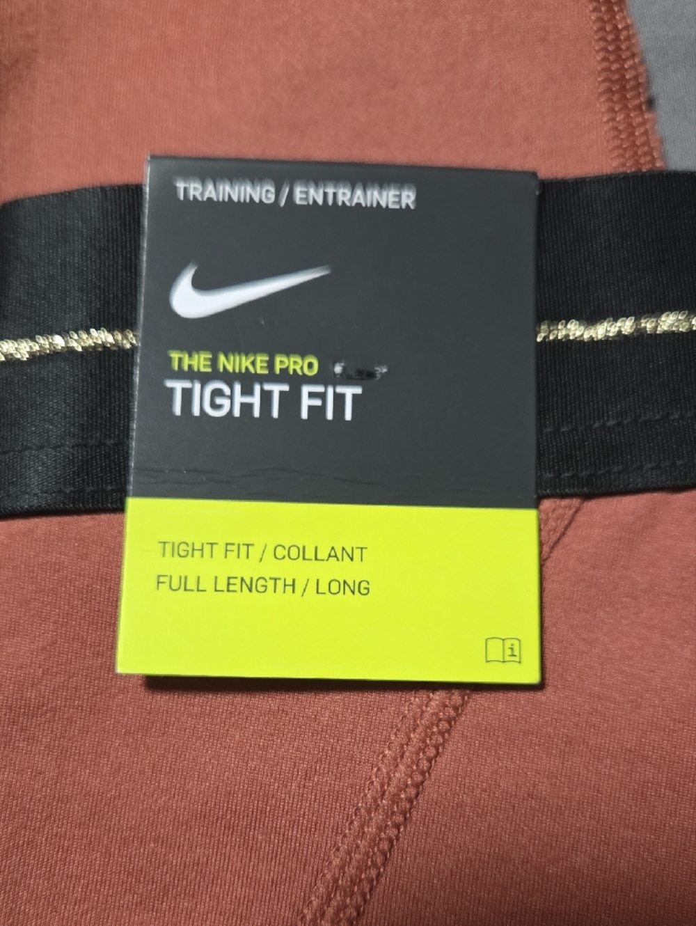 Nike Rust Salmon Leggings with Gold Swoosh - Picture 5 of 6